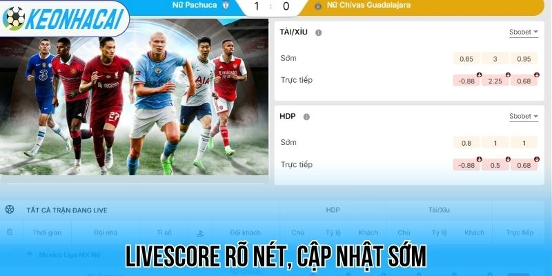 Kèo nhà cái 199 Livescore rõ nét, cập nhật sớm